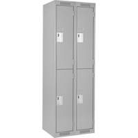 Clean Line Lockers, 2 -tier, Bank of 2, 24" x 18" x 72", Steel, Grey, Rivet (Assembled) Absolute Business Supply