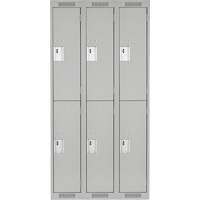 Clean Line Lockers, 2 -tier, Bank of 3, 36" x 18" x 72", Steel, Grey, Rivet (Assembled) Absolute Business Supply