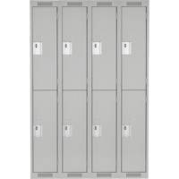 Clean Line Lockers, 2 -tier, Bank of 4, 48" x 18" x 72", Steel, Grey, Rivet (Assembled) Absolute Business Supply