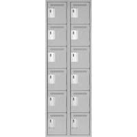 Clean Line Lockerettes, 6 -tier, Bank of 2, 24" x 18" x 72", Steel, Grey, Rivet (Assembled) Absolute Business Supply