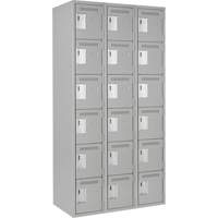 Clean Line Lockerettes, 6 -tier, Bank of 3, 36" x 18" x 72", Steel, Grey, Rivet (Assembled) Absolute Business Supply