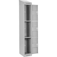 Clean Line Lockers, 3 -tier, Bank of 4, 48" x 18" x 78", Steel, Grey, Rivet (Assembled) Absolute Business Supply