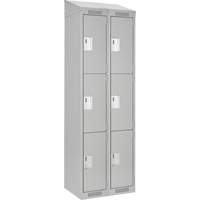 Casiers Clean Line, 3 niveaux, Bloc de 2, 24" x 18" x 78", Acier, Gris, Rivet (assembl&eacute;) Absolute Business Supply