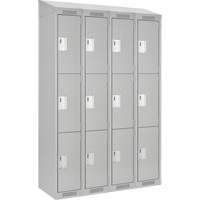 Clean Line Lockers, 3 -tier, Bank of 4, 48" x 18" x 78", Steel, Grey, Rivet (Assembled) Absolute Business Supply