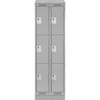 Casiers Clean Line, 3 niveaux, Bloc de 2, 24" x 18" x 82", Acier, Gris, Rivet (assembl&eacute;) Absolute Business Supply
