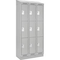 Clean Line Lockers, 3 -tier, Bank of 3, 36" x 18" x 82", Steel, Grey, Rivet (Assembled) Absolute Business Supply