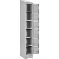Clean Line Lockerette, 6 -tier, Bank of 4, 48" x 18" x 82", Steel, Grey, Rivet (Assembled) Absolute Business Supply