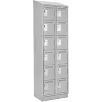 Clean Line Lockerette, 6 -tier, Bank of 2, 24" x 18" x 82", Steel, Grey, Rivet (Assembled) Absolute Business Supply