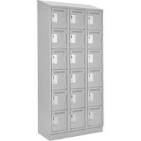 Clean Line Lockerette, 6 -tier, Bank of 3, 36" x 18" x 82", Steel, Grey, Rivet (Assembled) Absolute Business Supply