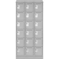Clean Line Lockerette, 6 -tier, Bank of 3, 36" x 18" x 82", Steel, Grey, Rivet (Assembled) Absolute Business Supply
