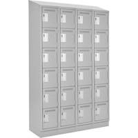 Clean Line Lockerette, 6 -tier, Bank of 4, 48" x 18" x 82", Steel, Grey, Rivet (Assembled) Absolute Business Supply