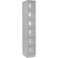 Clean Line Lockerette, 6 -tier, 12" x 18" x 76", Steel, Grey, Rivet (Assembled) Absolute Business Supply