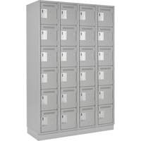 Clean Line Lockerette, 6 -tier, Bank of 4, 48" x 18" x 76", Steel, Grey, Rivet (Assembled) Absolute Business Supply
