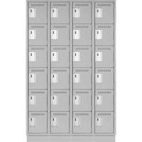 Clean Line Lockerette, 6 -tier, Bank of 4, 48" x 18" x 76", Steel, Grey, Rivet (Assembled) Absolute Business Supply