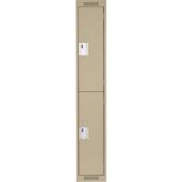Clean Line Lockers, 2 -tier, 12" x 18" x 72", Steel, Beige, Rivet (Assembled) Absolute Business Supply