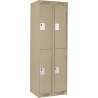 Clean Line Lockers, 2 -tier, Bank of 2, 24" x 18" x 72", Steel, Beige, Rivet (Assembled) Absolute Business Supply
