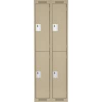 Clean Line Lockers, 2 -tier, Bank of 2, 24" x 18" x 72", Steel, Beige, Rivet (Assembled) Absolute Business Supply