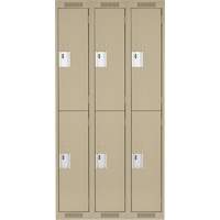 Clean Line Lockers, 2 -tier, Bank of 3, 36" x 18" x 72", Steel, Beige, Rivet (Assembled) Absolute Business Supply