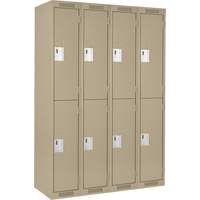 Clean Line Lockers, 2 -tier, Bank of 4, 48" x 18" x 72", Steel, Beige, Rivet (Assembled) Absolute Business Supply