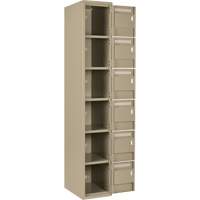 Clean Line Lockerette, 6 -tier, Bank of 4, 48" x 18" x 72", Steel, Beige, Rivet (Assembled) Absolute Business Supply