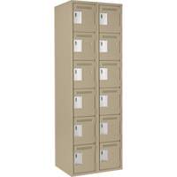 Clean Line Lockerette, 6 -tier, Bank of 2, 24" x 18" x 72", Steel, Beige, Rivet (Assembled) Absolute Business Supply