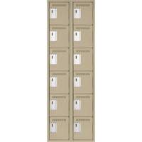 Clean Line Lockerette, 6 -tier, Bank of 2, 24" x 18" x 72", Steel, Beige, Rivet (Assembled) Absolute Business Supply