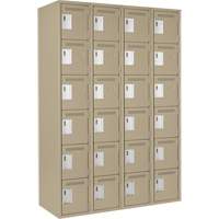 Clean Line Lockerette, 6 -tier, Bank of 4, 48" x 18" x 72", Steel, Beige, Rivet (Assembled) Absolute Business Supply
