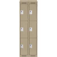 Casiers Clean Line, 3 niveaux, Bloc de 2, 24" x 18" x 78", Acier, Beige, Rivet (assembl&eacute;) Absolute Business Supply