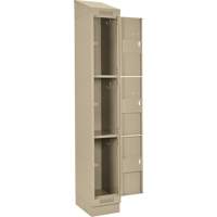 Clean Line Lockers, 3 -tier, Bank of 4, 48" x 18" x 82", Steel, Beige, Rivet (Assembled) Absolute Business Supply
