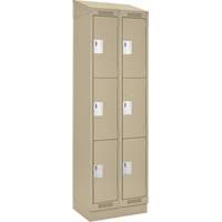 Casiers Clean Line, 3 niveaux, Bloc de 2, 24" x 18" x 82", Acier, Beige, Rivet (assembl&eacute;) Absolute Business Supply
