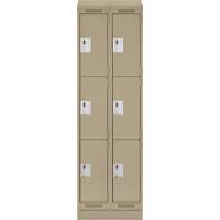 Casiers Clean Line, 3 niveaux, Bloc de 2, 24" x 18" x 82", Acier, Beige, Rivet (assembl&eacute;) Absolute Business Supply