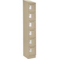 Petits casiers Clean Line, 6 niveaux, 12" x 18" x 82", Acier, Beige, Rivet (assembl&eacute;) Absolute Business Supply