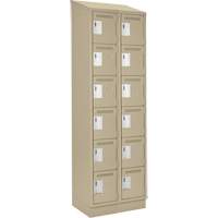 Clean Line Lockerette , 6 -tier, Bank of 2, 24" x 18" x 82", Steel, Beige, Rivet (Assembled) Absolute Business Supply