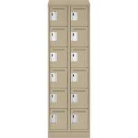 Clean Line Lockerette , 6 -tier, Bank of 2, 24" x 18" x 82", Steel, Beige, Rivet (Assembled) Absolute Business Supply