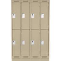 Casiers Clean Line, 2 niveaux, Bloc de 4, 48" x 18" x 76", Acier, Beige, Rivet (assembl&eacute;) Absolute Business Supply