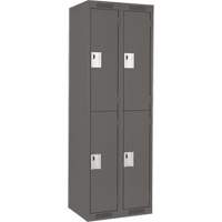 Clean Line Lockers, 2 -tier, Bank of 2, 24" x 18" x 72", Steel, Charcoal, Rivet (Assembled) Absolute Business Supply