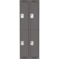 Clean Line Lockers, 2 -tier, Bank of 2, 24" x 18" x 72", Steel, Charcoal, Rivet (Assembled) Absolute Business Supply