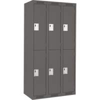 Clean Line Lockers, 2 -tier, Bank of 3, 36" x 18" x 72", Steel, Charcoal, Rivet (Assembled) Absolute Business Supply