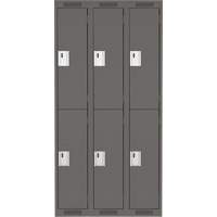 Clean Line Lockers, 2 -tier, Bank of 3, 36" x 18" x 72", Steel, Charcoal, Rivet (Assembled) Absolute Business Supply