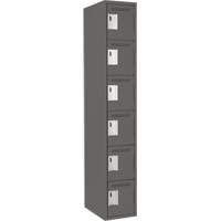 Clean Line Lockerette, 6 -tier, 12" x 18" x 72", Steel, Charcoal, Rivet (Assembled) Absolute Business Supply