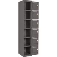Clean Line Lockerette, 6 -tier, Bank of 4, 48" x 18" x 72", Steel, Charcoal, Rivet (Assembled) Absolute Business Supply