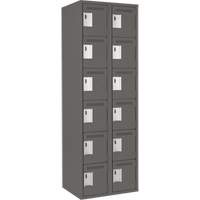 Clean Line Lockerette, 6 -tier, Bank of 2, 24" x 18" x 72", Steel, Charcoal, Rivet (Assembled) Absolute Business Supply