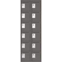 Clean Line Lockerette, 6 -tier, Bank of 2, 24" x 18" x 72", Steel, Charcoal, Rivet (Assembled) Absolute Business Supply