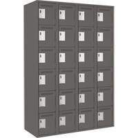 Clean Line Lockerette, 6 -tier, Bank of 4, 48" x 18" x 72", Steel, Charcoal, Rivet (Assembled) Absolute Business Supply