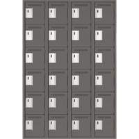 Clean Line Lockerette, 6 -tier, Bank of 4, 48" x 18" x 72", Steel, Charcoal, Rivet (Assembled) Absolute Business Supply