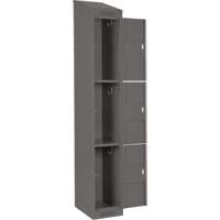 Clean Line Lockers, 3 -tier, Bank of 4, 48" x 18" x 78", Steel, Charcoal, Rivet (Assembled) Absolute Business Supply