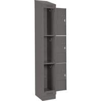 Clean Line Lockers, 3 -tier, Bank of 4, 48" x 18" x 82", Steel, Charcoal, Rivet (Assembled) Absolute Business Supply