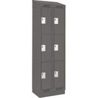 Clean Line Lockers, 3 -tier, Bank of 2, 24" x 18" x 82", Steel, Charcoal, Rivet (Assembled) Absolute Business Supply
