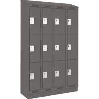 Clean Line Lockers, 3 -tier, Bank of 4, 48" x 18" x 82", Steel, Charcoal, Rivet (Assembled) Absolute Business Supply