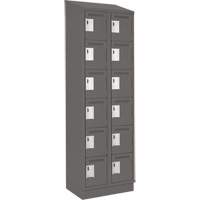 Clean Line Lockerette, 6 -tier, Bank of 2, 24" x 18" x 82", Steel, Charcoal, Rivet (Assembled) Absolute Business Supply